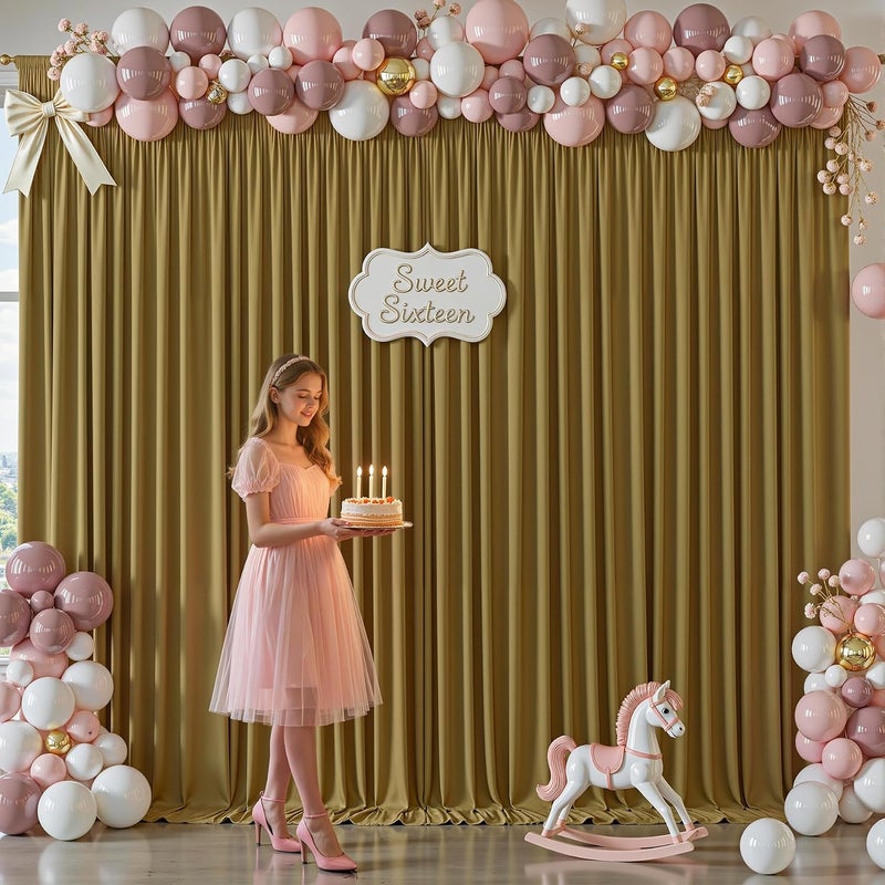 PARTISKY 16x10FT Gold Brown Backdrop Curtains for Wedding Parties, Wrinkle Free Polyester Photography Backdrop Drapes for Wedding Baby Shower Birthday Parties Stage Background Stand Decorations 4x10ft,4 Panels - Image 3
