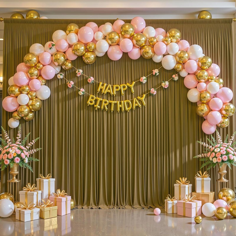PARTISKY 16x10FT Gold Brown Backdrop Curtains for Wedding Parties, Wrinkle Free Polyester Photography Backdrop Drapes for Wedding Baby Shower Birthday Parties Stage Background Stand Decorations 4x10ft,4 Panels - Image 4