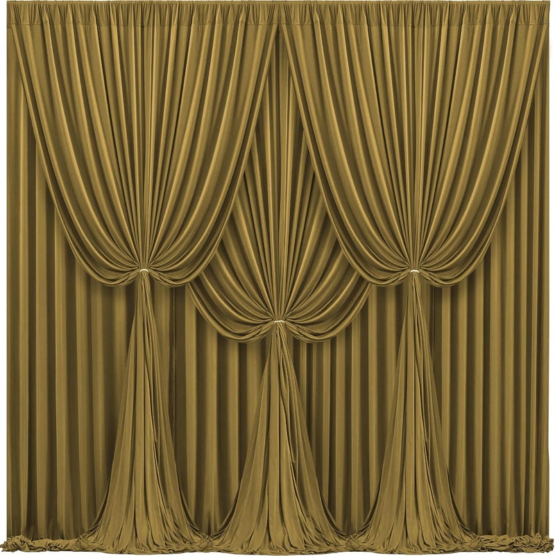 PARTISKY 16x10FT Gold Brown Backdrop Curtains for Wedding Parties, Wrinkle Free Polyester Photography Backdrop Drapes for Wedding Baby Shower Birthday Parties Stage Background Stand Decorations 4x10ft,4 Panels - Image 1