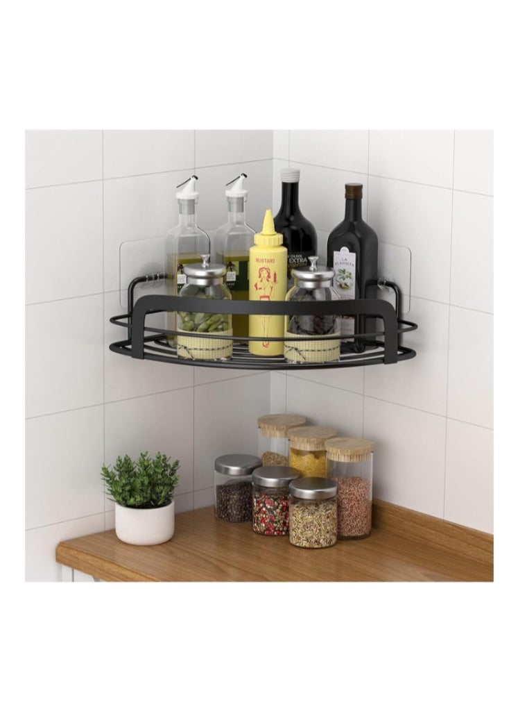 Black Metal Shower Caddy – Floating Bathroom Organizer with Heavy-Duty Adhesive, 2 PC - Image 3
