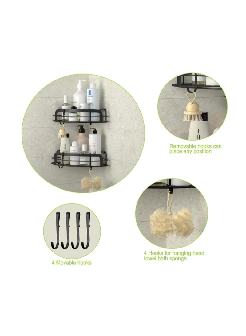 Black Metal Shower Caddy – Floating Bathroom Organizer with Heavy-Duty Adhesive, 2 PC - Image 4