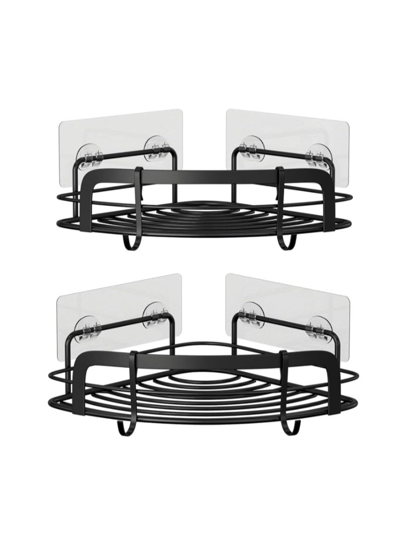 Black Metal Shower Caddy – Floating Bathroom Organizer with Heavy-Duty Adhesive, 2 PC - Image 5