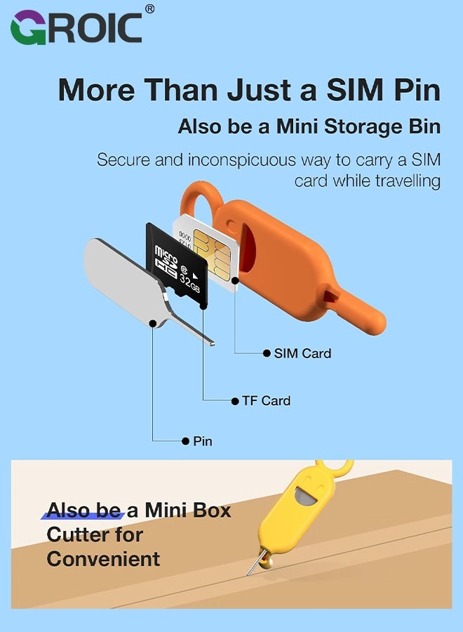 GROIC 6 Pcs SIM Card Holder, Contains Removal Opening Tool Tray Ejector Pins 6Pcs Needle Opener Ejector Compatible with All iPhone Apple iPad HTC Samsung Galaxy Cell Phone Smartphone - Image 4