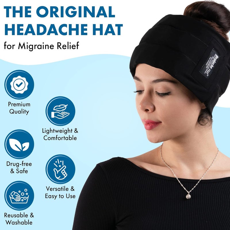 Headache Hat Halo  Migraine Relief Cap Long Lasting Cooling Ice Pack Mask  Cold Compress Head Wrap for Tension Stress  Hangover Natural Cooling Therapy - Image 3