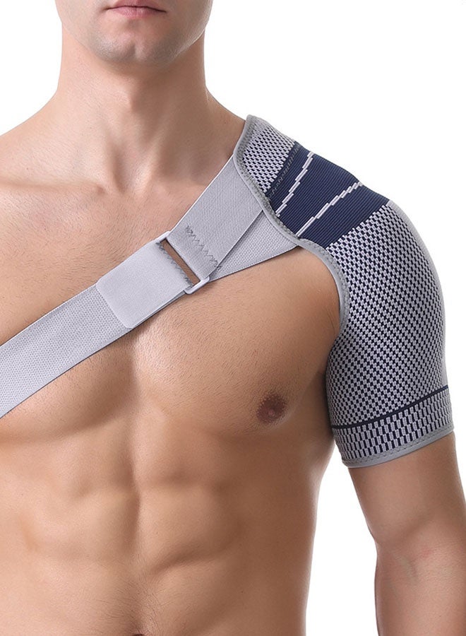Hanayo 1 Pcs Shoulder Brace Adjustable Shoulder Support for Women and Men Right and Left Shoulder Protection Strap for Sports and Outdoor Activities(Grey/Blue,L/XL) - Image 2