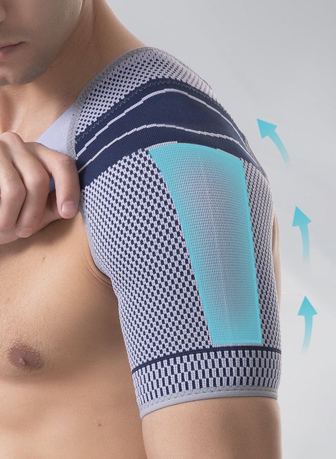 Hanayo 1 Pcs Shoulder Brace Adjustable Shoulder Support for Women and Men Right and Left Shoulder Protection Strap for Sports and Outdoor Activities(Grey/Blue,L/XL) - Image 5