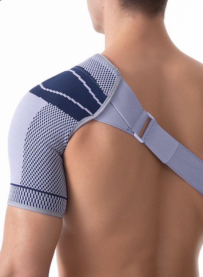 Hanayo 1 Pcs Shoulder Brace Adjustable Shoulder Support for Women and Men Right and Left Shoulder Protection Strap for Sports and Outdoor Activities(Grey/Blue,L/XL) - Image 3