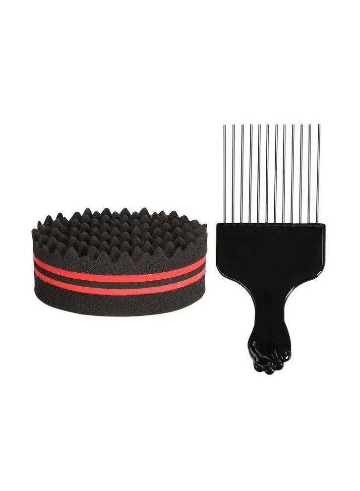 مشط الأفرو على الوجهين لتصفيف الشعر-أسود/أحمر