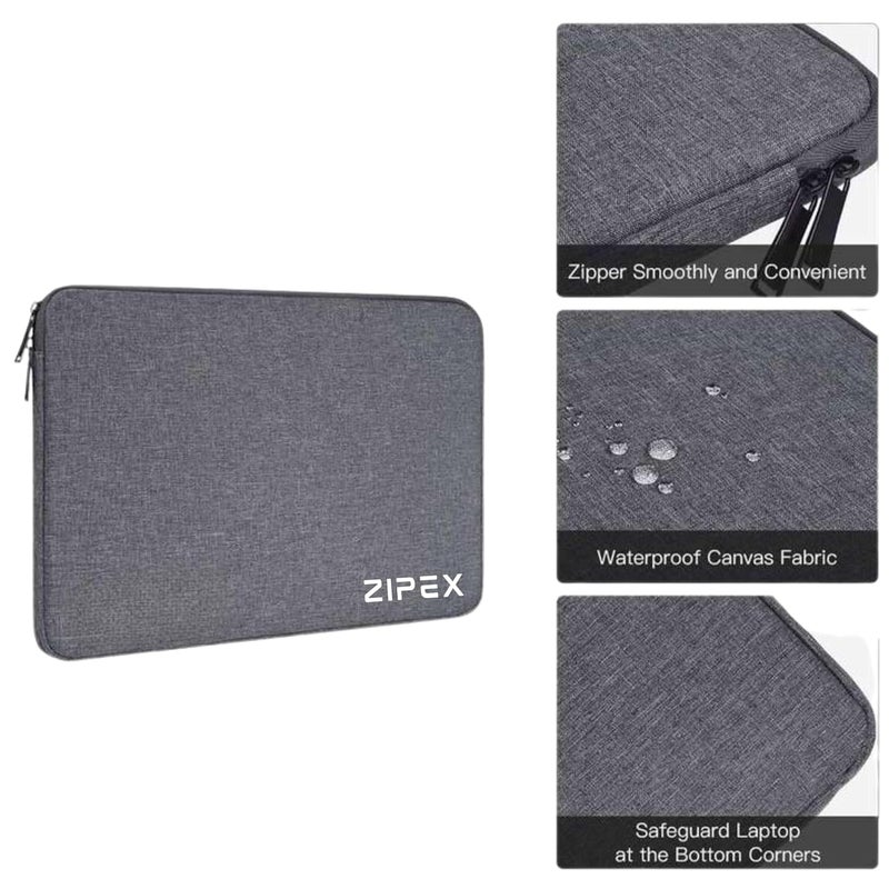 ZIPEX حقيبة لابتوب فوتون 16 بوصة مع حقيبة شاحن | لجميع أجهزة اللابتوب 15-15.6 بوصة | غلاف/غطاء لابتوب مقاوم للماء | للجنسين | رمادي - Image 5