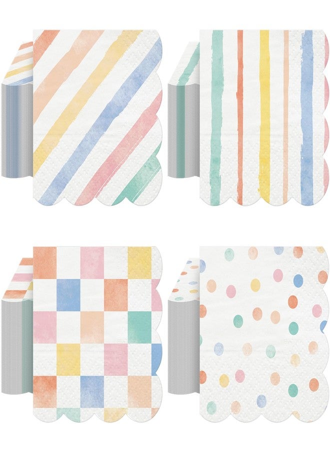 Saypacck 100 Pcs Colorful Paper Napkins, Colorful Pattern Disposable Napkins Rainbow Gingham Napkins Striped Plaid Dots Party Supplies for Baby Shower Wedding Birthday Graduation Picnic BBQ Decoration - Image 1