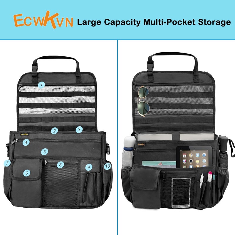 ECWKVN Car Storage Organiser - Versatile Front and Back Seat Caddy with Multiple Pockets for Travel Essentials - Image 3