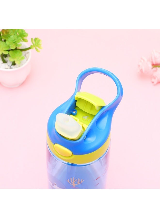 Kids Duck Bill Straw Cup, Cartoon Shatterproof Plastic Water Cup, 480ml, Spill Proof Drinking Cup for Students, Cute Children's Beverage Cup with Lid and Straw - Image 3
