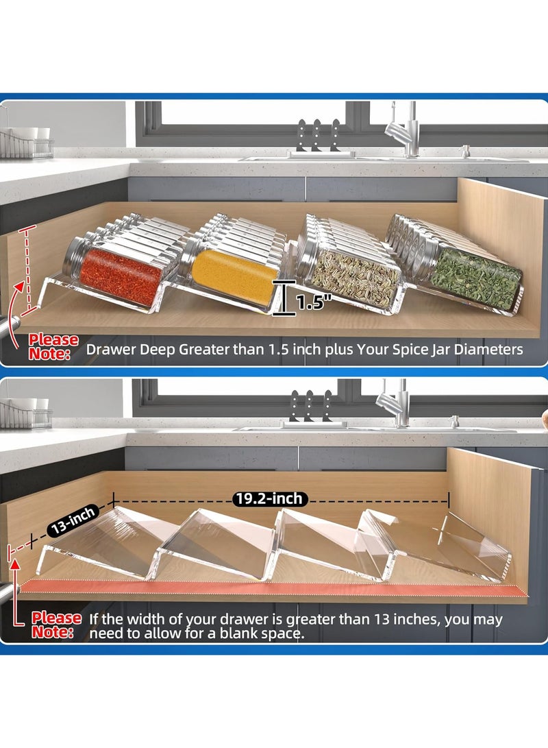 Anmi 4 PCS Clear Acrylic In Drawer Seasoning Jars Rack,Kitchen Spice Rack Tray for Drawer/Countertop (Jars not included) - Image 2