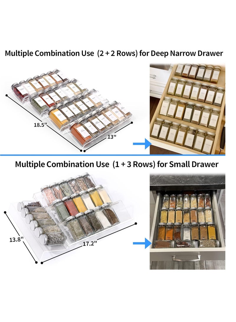 Anmi 4 PCS Clear Acrylic In Drawer Seasoning Jars Rack,Kitchen Spice Rack Tray for Drawer/Countertop (Jars not included) - Image 4