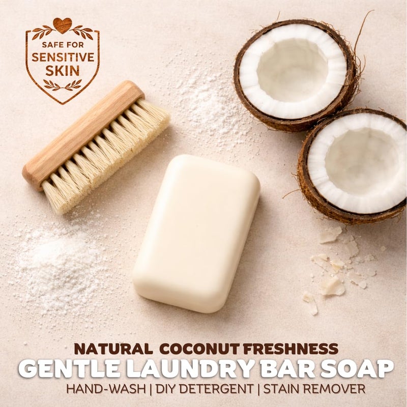 Kelebs Natural Laundry Soap Bar for Sensitive Skin with Organic Coconut - Delicate Laundry Stain Remover for Clothes, Underwear, Collar - Gentle Baby Laundry Soap | 7 Bars - Image 2