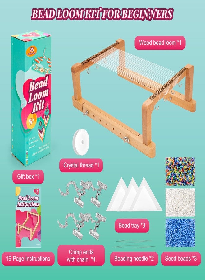 PP OPOUNT Adjustable Bead Loom Kit, Wood Loom Beading Supplies with Detailed Instructions, Practical Jewelry Making Accessories, Beading Loom Kits for Adults Jewelry Making Bracelets Belts - Image 5