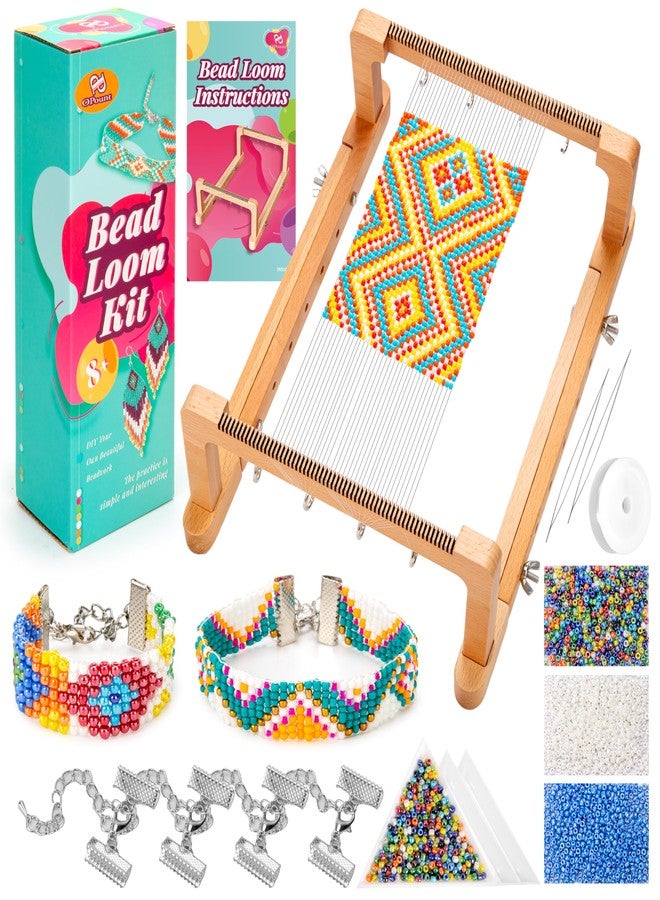 PP OPOUNT Adjustable Bead Loom Kit, Wood Loom Beading Supplies with Detailed Instructions, Practical Jewelry Making Accessories, Beading Loom Kits for Adults Jewelry Making Bracelets Belts - Image 1