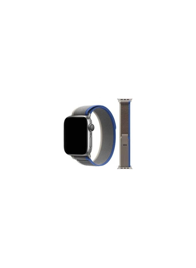 CATANES - Apple Watch Trail Band 49mm 45mm 44mm 42mm Nylon Woven Sport Strap for iWatch Series Ultra2/Ultra/8/7/SE/6/5/4/3/2/1 Dark Grey/Blue - Image 1