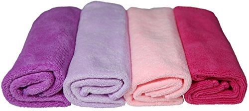EcoSol Designs - Microfiber Towels Cleaning and Drying Must-Have, Soft, Thick Quick Dry Towel for Personal/Home/Office Use, 4 12-x-12-inch Microfiber Towels - Dark and Light Pink, Purple and Lavender - Image 1