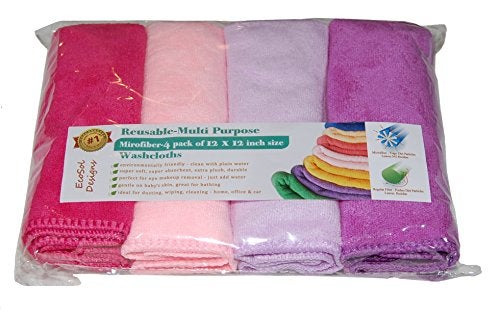 EcoSol Designs - Microfiber Towels Cleaning and Drying Must-Have, Soft, Thick Quick Dry Towel for Personal/Home/Office Use, 4 12-x-12-inch Microfiber Towels - Dark and Light Pink, Purple and Lavender - Image 5
