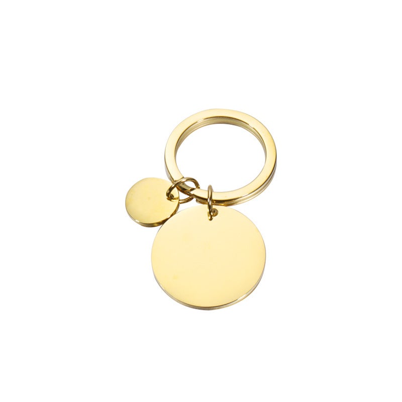 Foreign trade hot-selling all-match pendant stainless steel disc key chain diy glossy laser logo jewelry pendant Gold (MP632) 