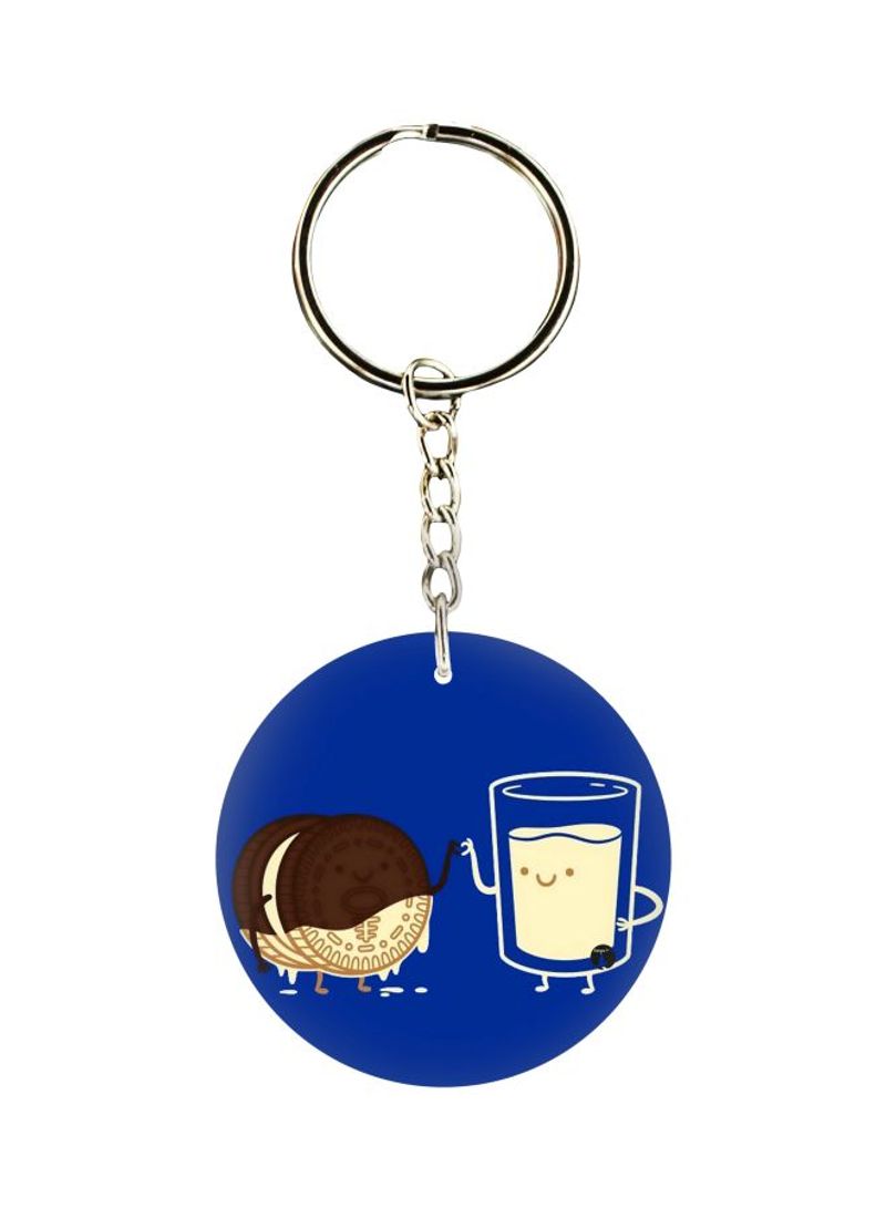 RKN Biscuit With Milk Glass Printed Single Sided Keychain