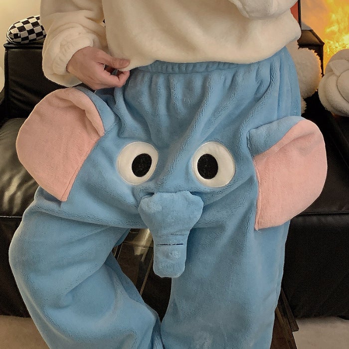 Cartoon Flannel Warm Pajama Pants Unisex QDM3702 # [Single pants]