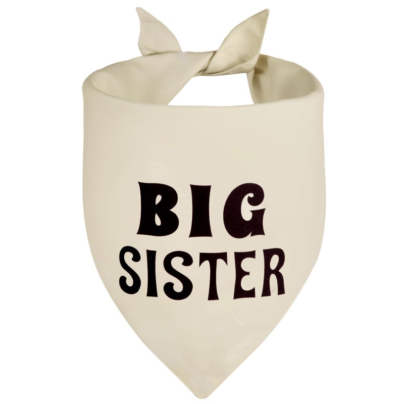 Agroon Big Sister Dog Bandana Beige Large 1PCS, Adjustable Triangle Scarf, Pregnancy Announecment, New Baby for Family. - Image 1