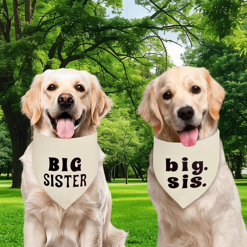 Agroon Big Sister Dog Bandana Beige Large 1PCS, Adjustable Triangle Scarf, Pregnancy Announecment, New Baby for Family. - Image 4