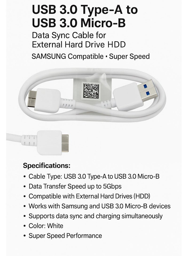 كابل يو أس بي 3 إلى ميكرو بي لنقل البيانات فائق السرعة متوافق مع الأقراص الصلبة الخارجية - Image 2