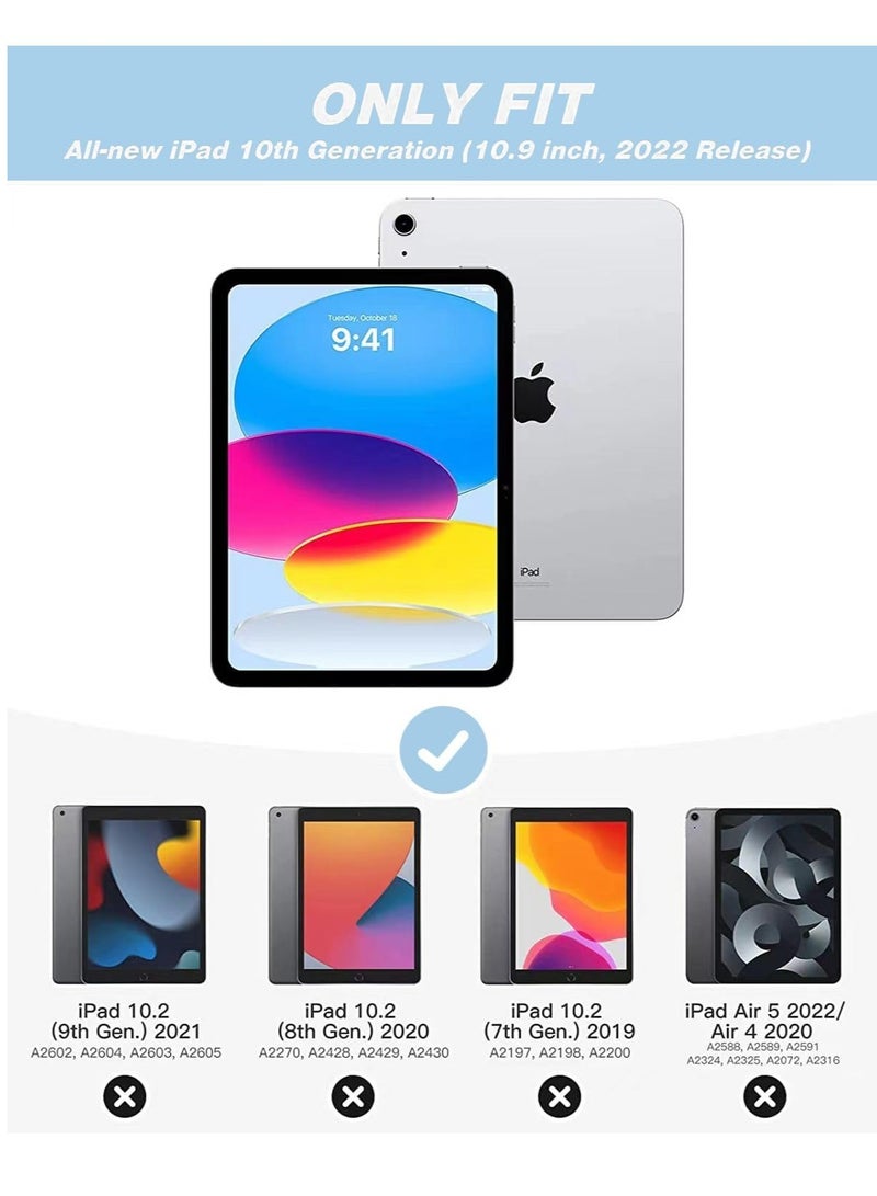 iPad 10th Generation Case (10.9 Inch, 2022) – Smart Case with Pencil Holder, Soft TPU Back, Auto Wake/Sleep Support – Azure Blue - Image 2