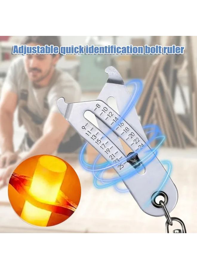 1pc Stainless Steel Thread Checker Keychain Portable Bolt Nut Identifier Gauge - Image 3