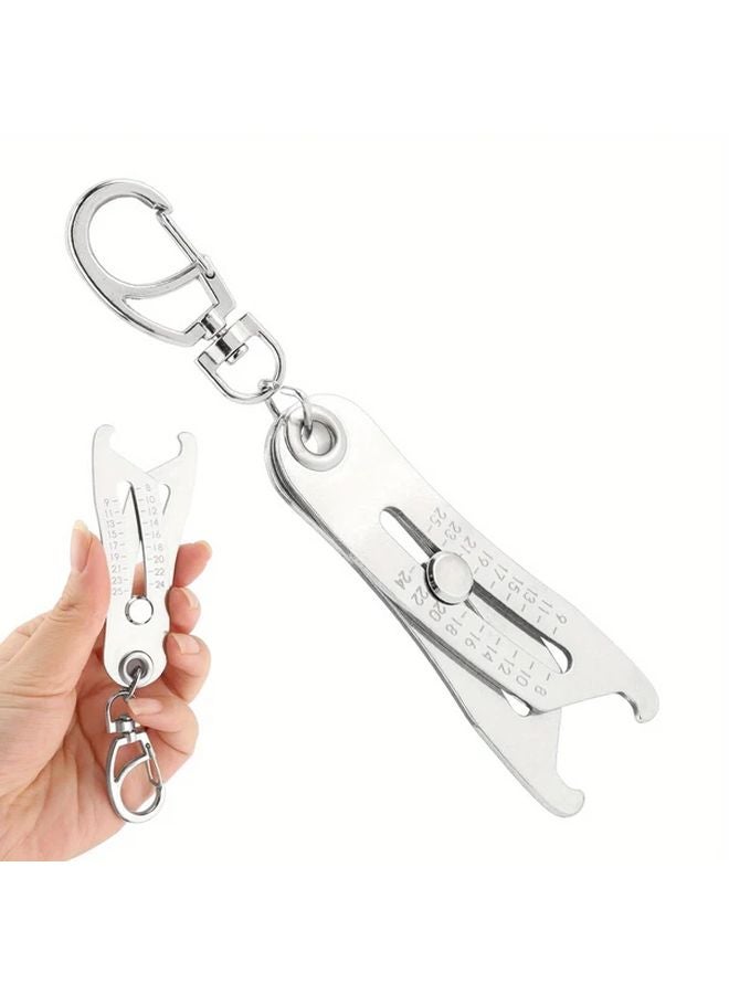 1pc Stainless Steel Thread Checker Keychain Portable Bolt Nut Identifier Gauge - Image 2