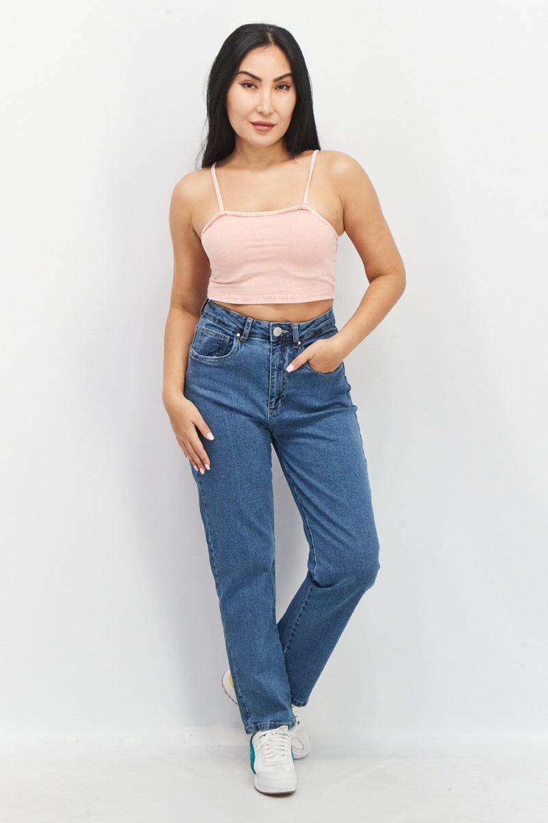 CHELSEA PEERS بلوزة نسائية بدون أكمام بقصة مربعة، مغسولة، وردية - Image 2