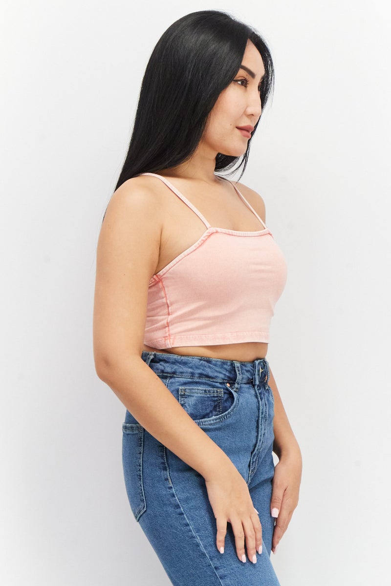 CHELSEA PEERS بلوزة نسائية بدون أكمام بقصة مربعة، مغسولة، وردية - Image 4