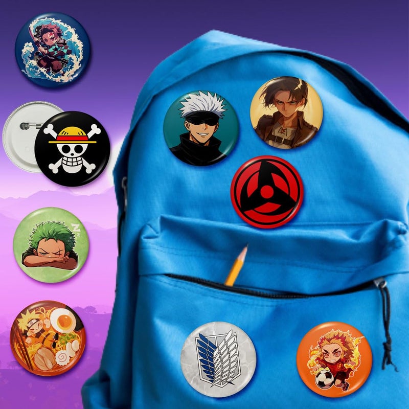 Visibee Pin Badges Set of 9 – 58mm Round Bag Pins Aesthetic | Collectible Anime Character Badges for Bags | Pin Button Badges for Backpacks & Jackets - Image 4
