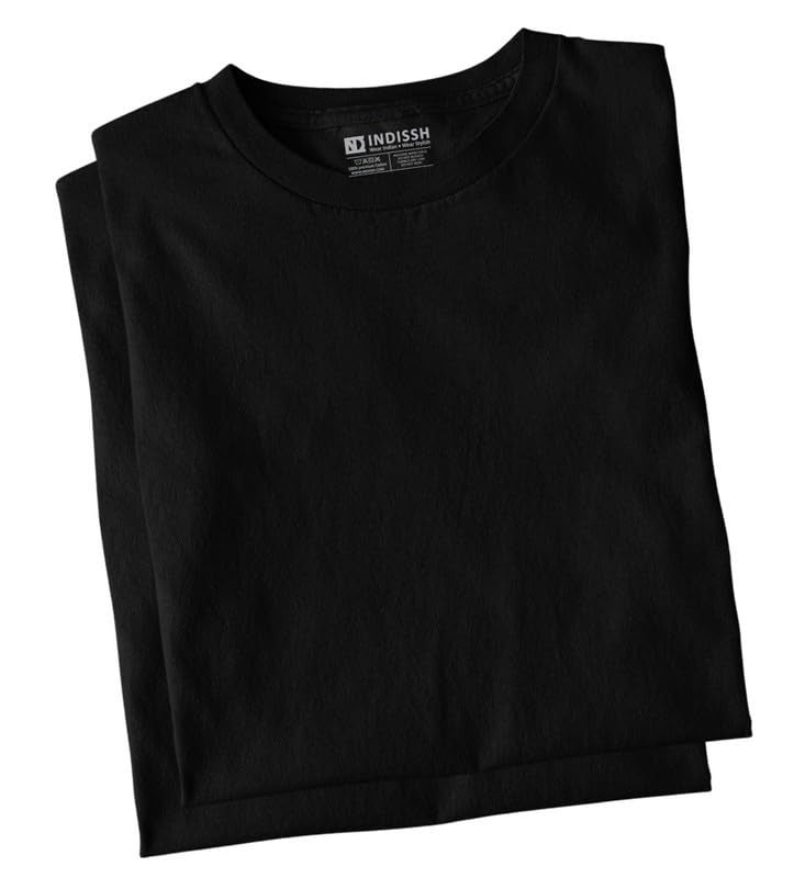 INDISSH Couple Matching T-Shirt Combo | Round Neck 100% Cotton Tshirt for Men and Women - CPL_RNM-Perfect-BLK-XL_WRN-Pair-BLK-XL - Image 4