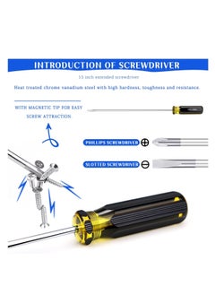 Generic Slotted and Phillips Screwdriver, 2 Pcs High Strength Magnetic Screwdriver, Cross head Screwdriver and Flat Blade Screwdriver, 15"  - Image 2