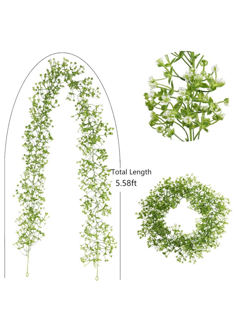Mordely 5.6ft Artificial Baby Breath Flower Garlands Plastic Hanging Gypsophila Floral Vines for Home Wedding Party Table Backdrop Wall Decor  - Image 3