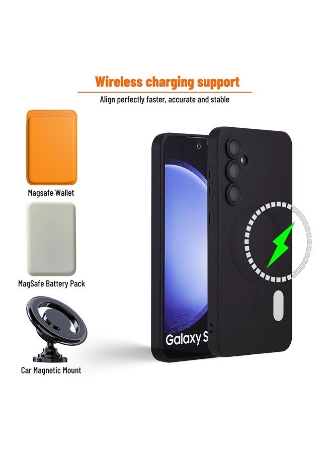 ShebSheb Matte for Samsung Galaxy S25 Case, Compatible with MagSafe, Slim Thin Magnetic Cover with Built-in Camera Lens Protector - Image 2