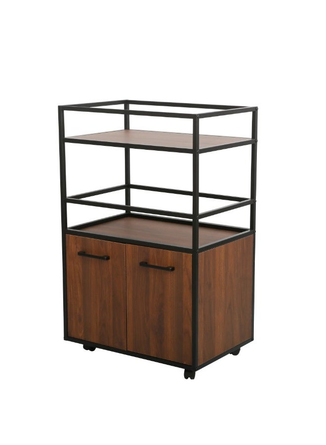 DANUBE HOME Luker 2 Door Multipurpose Cabinet with Open Shelves - Stylish Walnut/Black Finish, Ideal for Dining Room Storage, Engineered Wood & Metal, L60xW40xH94cm - Modern Furniture Solution - Image 4