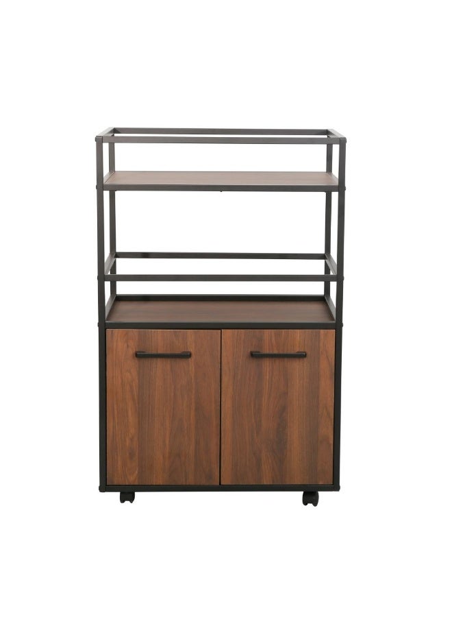 DANUBE HOME Luker 2 Door Multipurpose Cabinet with Open Shelves - Stylish Walnut/Black Finish, Ideal for Dining Room Storage, Engineered Wood & Metal, L60xW40xH94cm - Modern Furniture Solution - Image 3