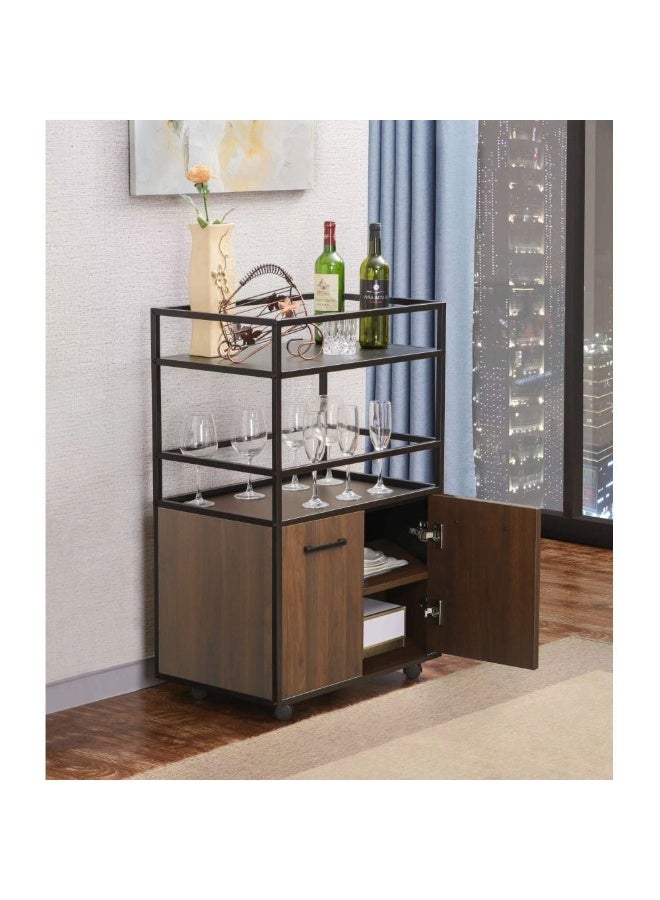 DANUBE HOME Luker 2 Door Multipurpose Cabinet with Open Shelves - Stylish Walnut/Black Finish, Ideal for Dining Room Storage, Engineered Wood & Metal, L60xW40xH94cm - Modern Furniture Solution - Image 1