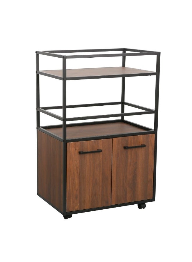 DANUBE HOME Luker 2 Door Multipurpose Cabinet with Open Shelves - Stylish Walnut/Black Finish, Ideal for Dining Room Storage, Engineered Wood & Metal, L60xW40xH94cm - Modern Furniture Solution - Image 2