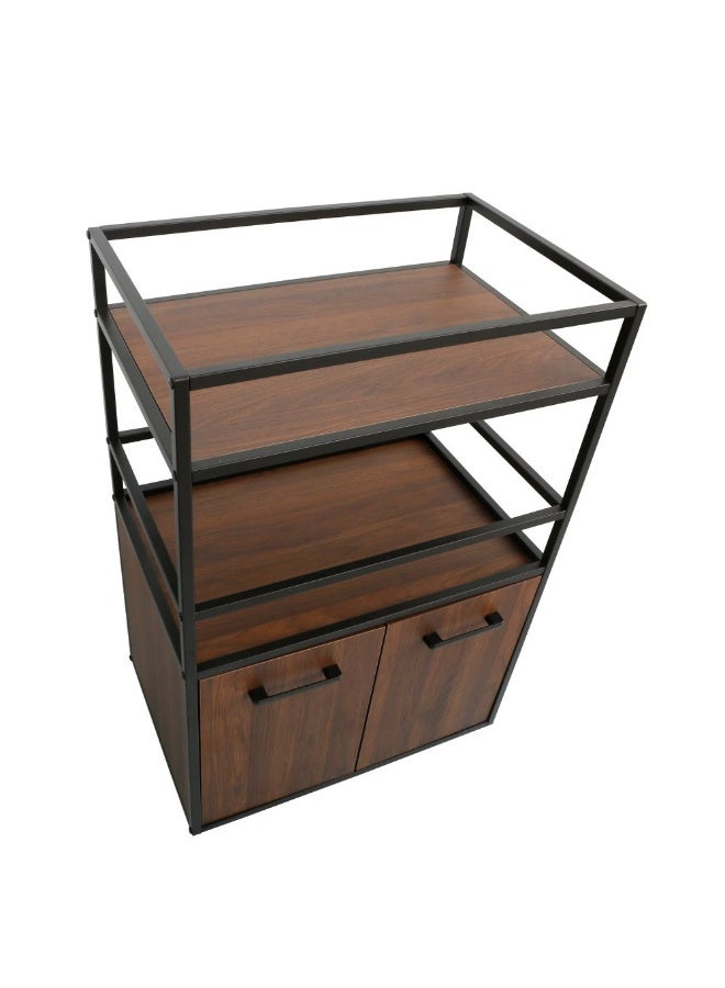 DANUBE HOME Luker 2 Door Multipurpose Cabinet with Open Shelves - Stylish Walnut/Black Finish, Ideal for Dining Room Storage, Engineered Wood & Metal, L60xW40xH94cm - Modern Furniture Solution - Image 5