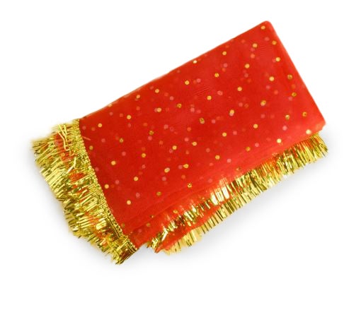 Aksharveda Medium Red Classic Chunri 27x10 Inch – Traditional Decorative Chunri for Deity Shringar - Image 1