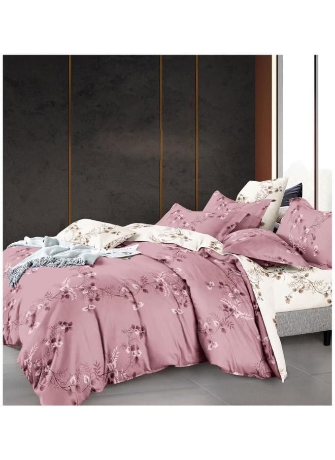 Generic Soft Cotton 6 pcs King Size Duvet Cover Set, fitted bedsheet Comforter Cover, Bedding with Zipper Closure and Corner Ties 