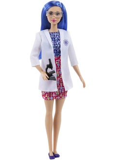 Mattel BARBIE Barbie Scientist Doll 12 inches, Blue Hair, Color Block Dress, Lab Coat & Flats, Microscope Accessory, Great Gift for Ages 3 Years Old & Up, Multi  - Image 1