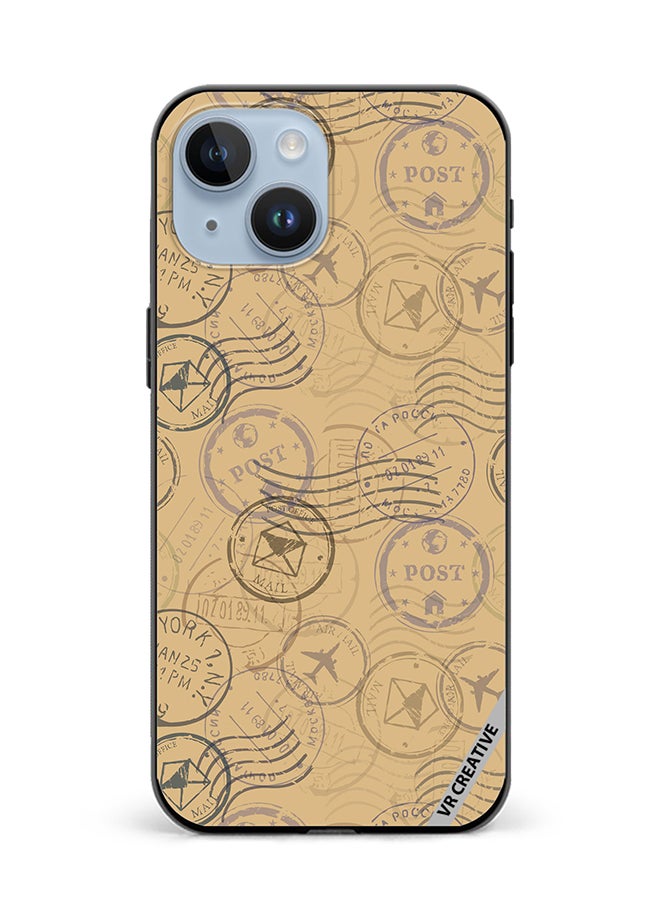 VR CREATIVE Protective Case Cover For Apple iPhone 15 Plus Postal Stamps Design Multicolour - Image 1