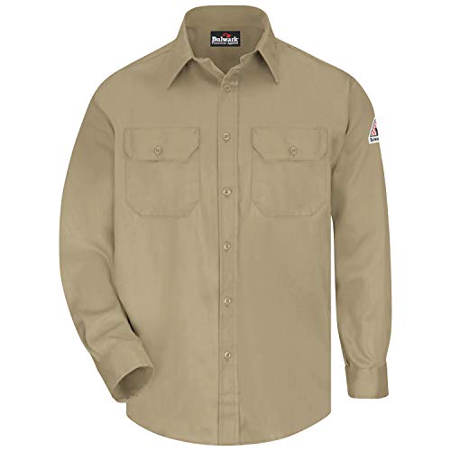Bulwark FR unisex adult Long Sleeve Shirt, Khaki, Medium Regular US - Image 3